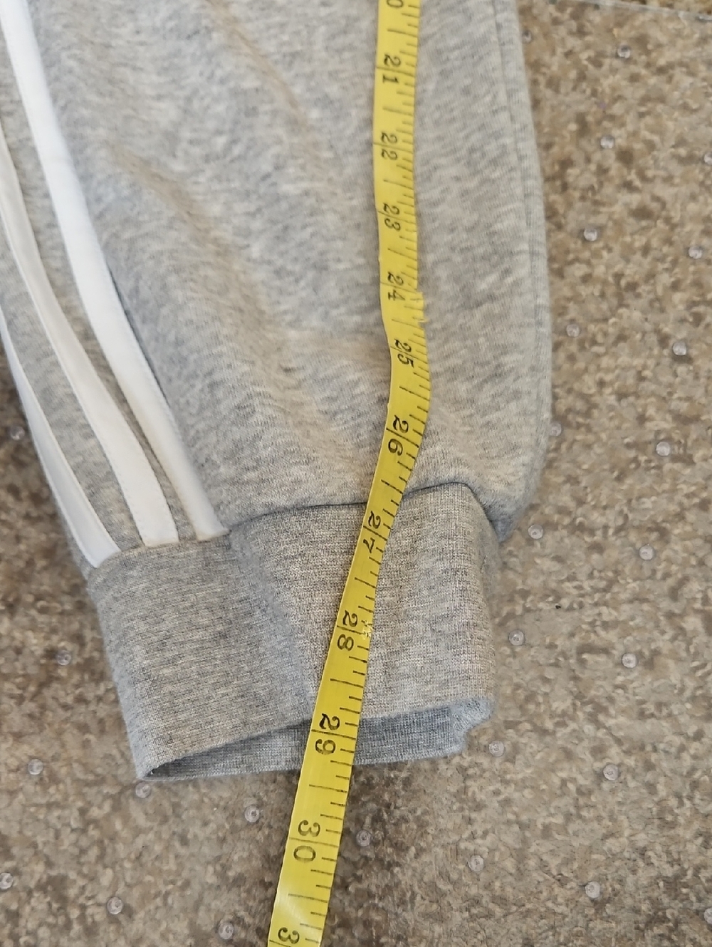 Adidas Grey Jogger Sweatpants with White Stripes Down Legs - Picture 6 of 8